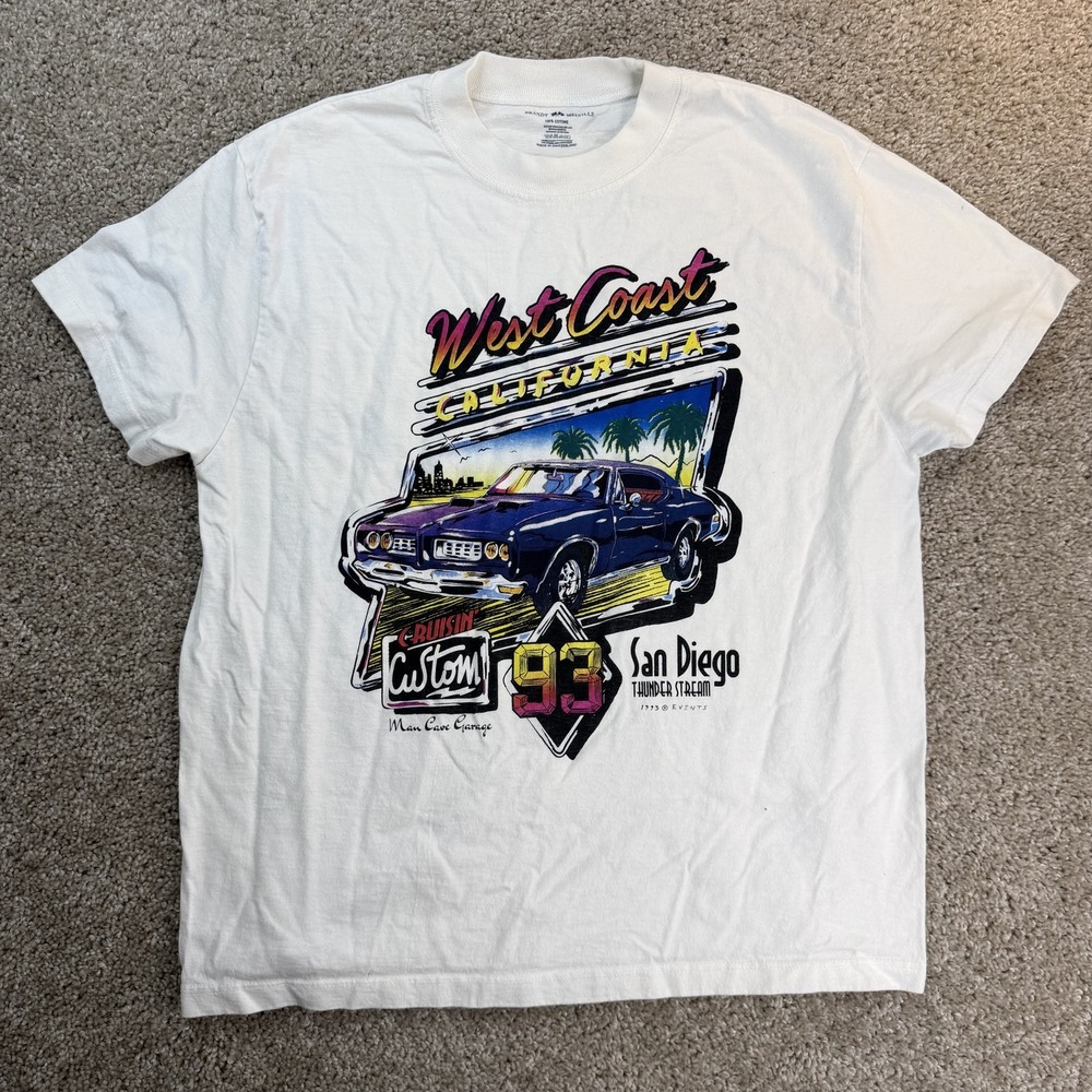 Brandy Melville Shirt Womens S White West Coast Car Graphic Top 90s California